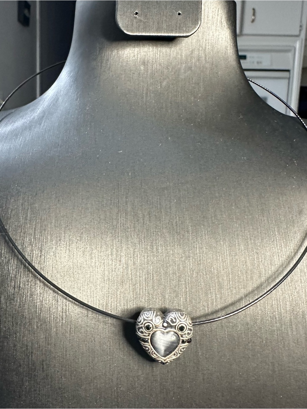 Ornate Silver Heart Necklace — Elegant Women's Pendant